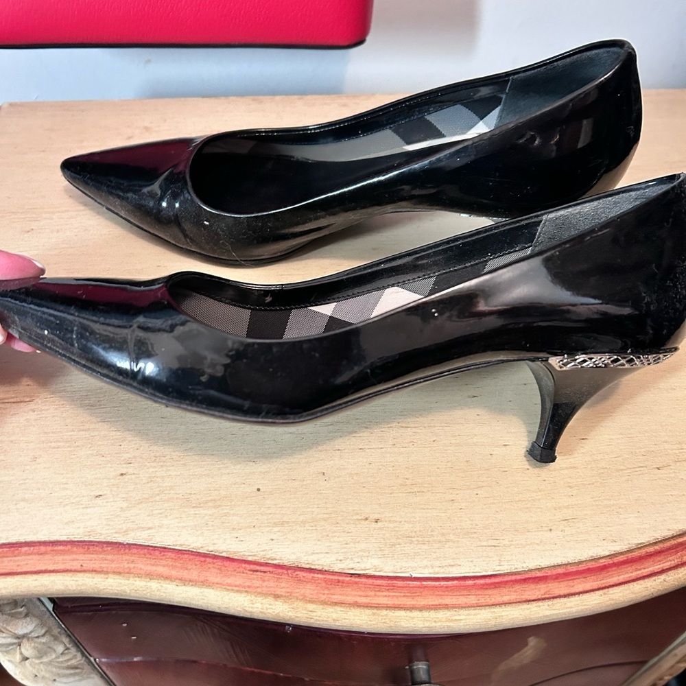 Authentic BURBERRY Black Patent Leather Heels